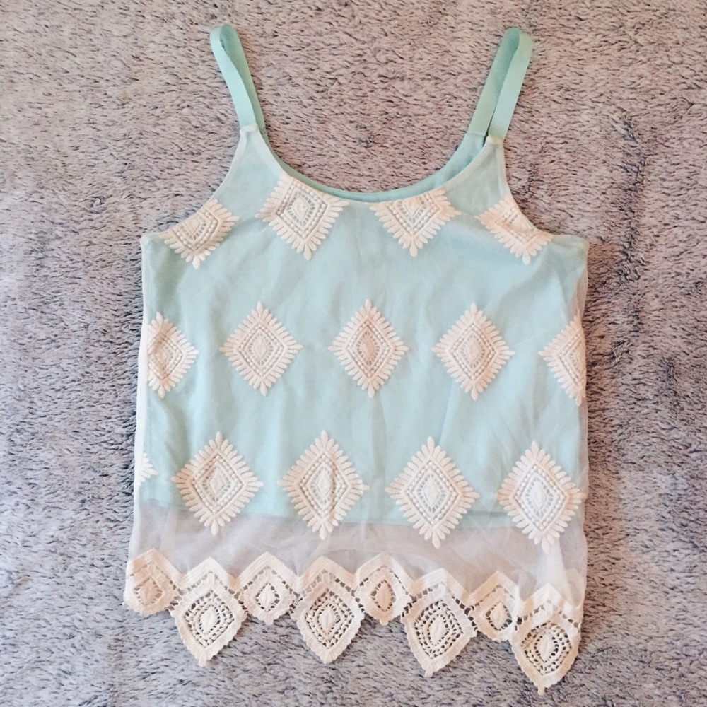 Charlotte Russe Light Blue Lace Tank Top